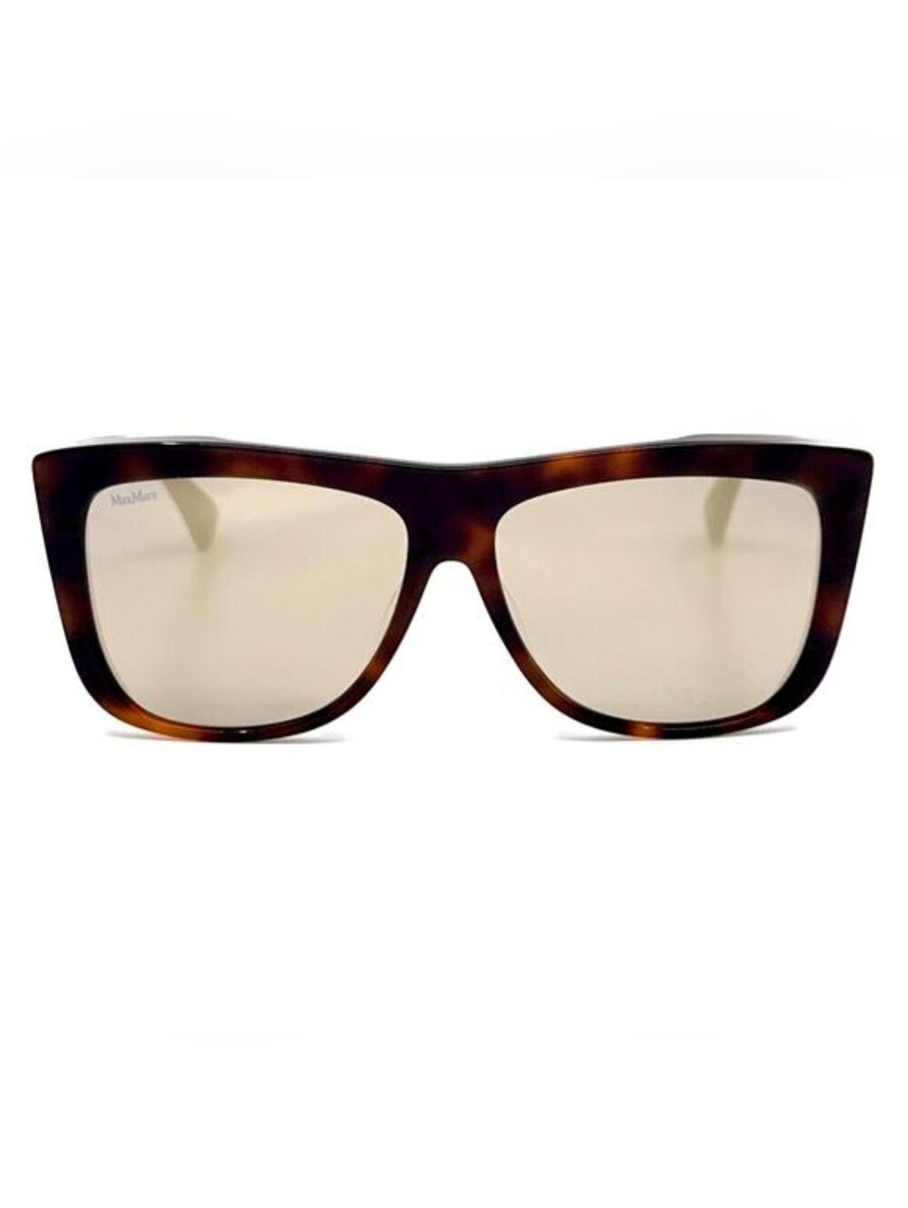 MaxMara MM0066 Lee1 Tortoise Square Sunglasses Gold Mirror Lens w/ Case - Picture 3 of 14
